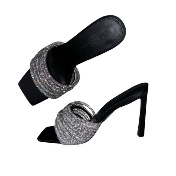 NEW NWT Jonathan Simkhai Lena Crystal Embellished Open Toe Mules Heels Size 39 - Picture 9 of 13